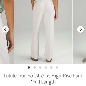 Lululemon Softstreme High-Rise Pant Full Length Wide Leg Bone Cream Beige Size 6